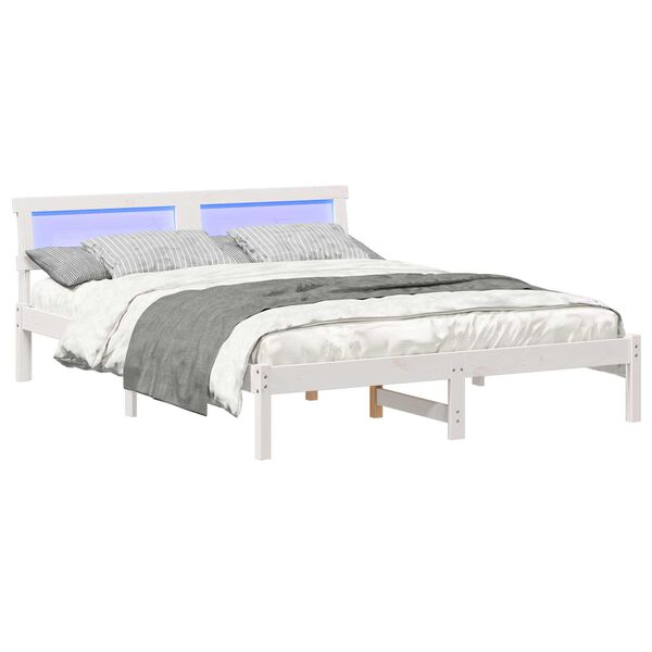 vidaXL Σκελετός Κρεβατιού Λευκό 150 x 200 cm Συμπαγές ξύλο πεύκου