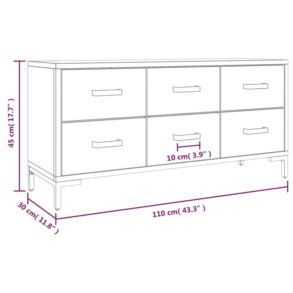 vidaXL Ντουλάπι Αποθήκευσης Καφέ 110x30x45 εκ. από Μασίφ Ξύλο Πεύκου
