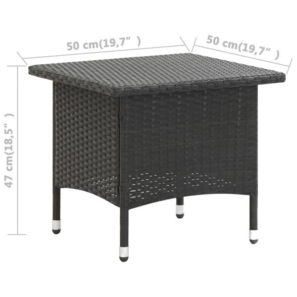 vidaXL Τραπέζι Κήπου Μαύρο 50 x 50 x 47 εκ. από Συνθετικό Ρατάν