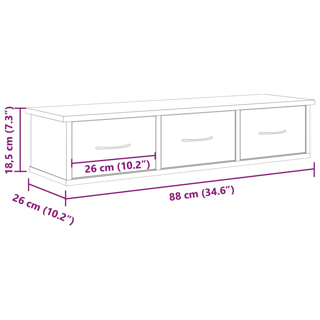 vidaXL Ντουλάπι Τοίχου Αρτισιανή Δρυς 88x26x18,5 εκ Επεξεργασμένο Ξύλο