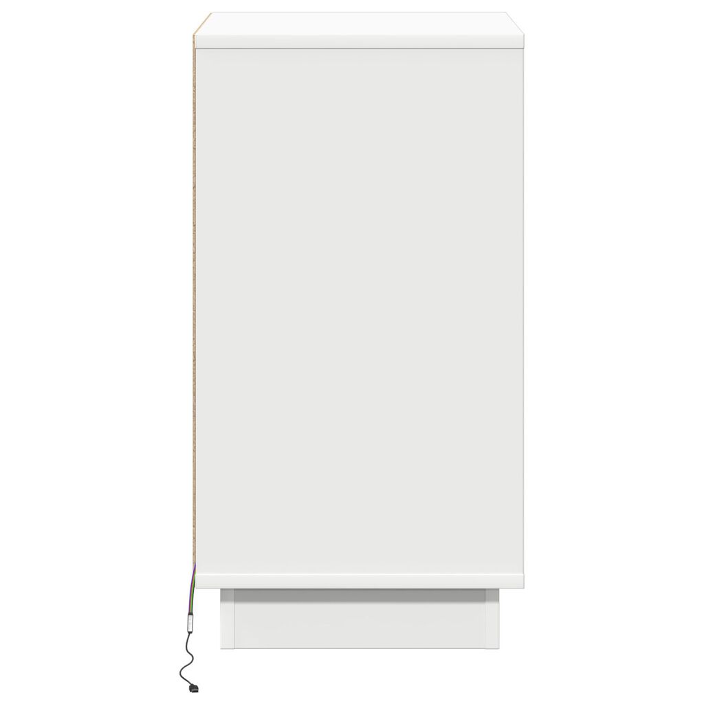 vidaXL κομοδίνο με LED Λευκό 39x34.5x65 εκ Επεξεργασμένο Ξύλο
