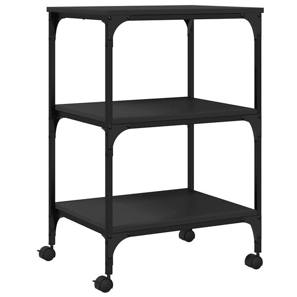 vidaXL Βάση Εκτυπωτή 3 Επιπέδων Μαύρη 50x41x75 εκ. Επεξεργασμένο Ξύλο