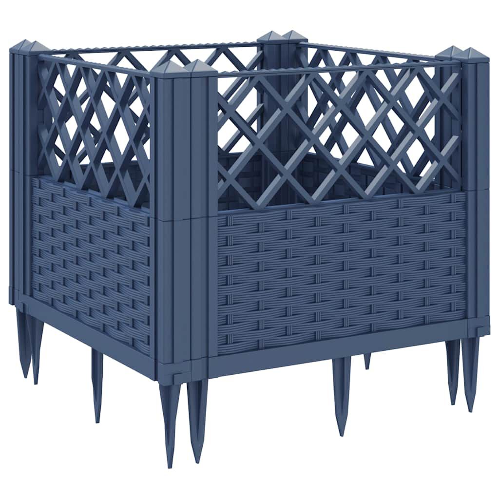 vidaXL Ζαρντινιέρα με Πασσάλους Μπλε Γκρι 43,5x43,5x43,5 εκ. Πολυπροπυλένιο