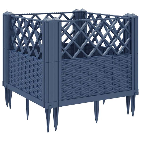vidaXL Ζαρντινιέρα με Πασσάλους Μπλε Γκρι 43,5x43,5x43,5 εκ. Πολυπροπυλένιο