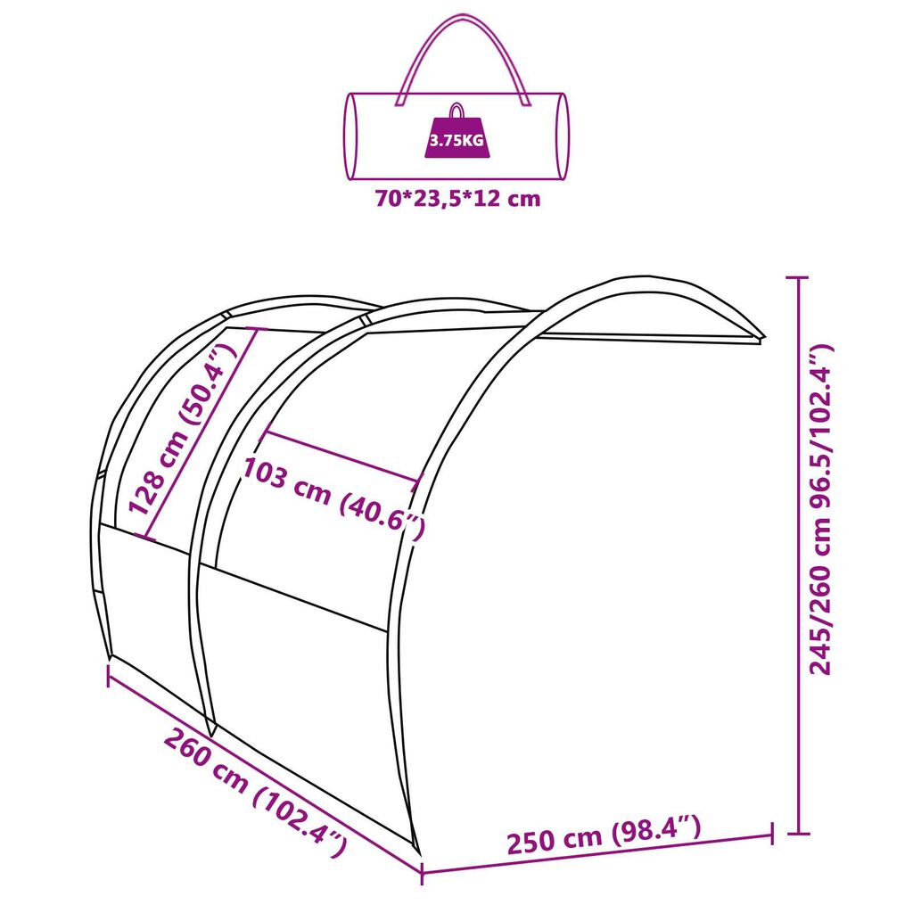 vidaXL Τέντα ανθεκτική στο νερό 250 x 260 x 260 εκ.
