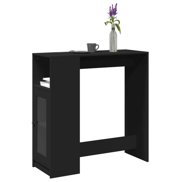 vidaXL Τραπέζι Μπαρ με Ράφια Μαύρο 101x40x103,5 εκ. Επεξεργ. Ξύλο