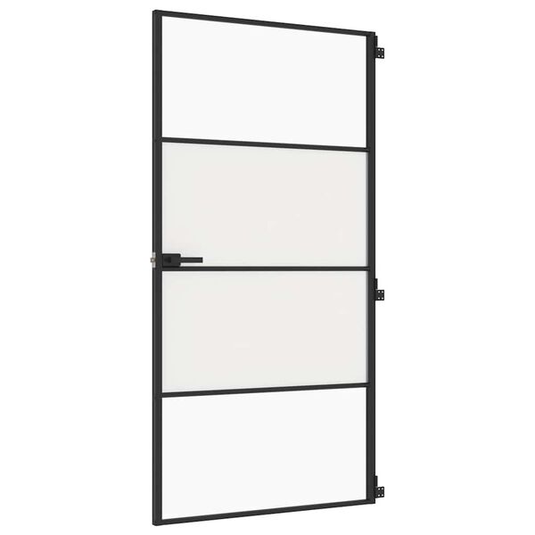 vidaXL Εσωτερική Πόρτα Μαύρη 102,5x201,5 εκ. Ψημένο Γυαλί & Αλουμίνιο