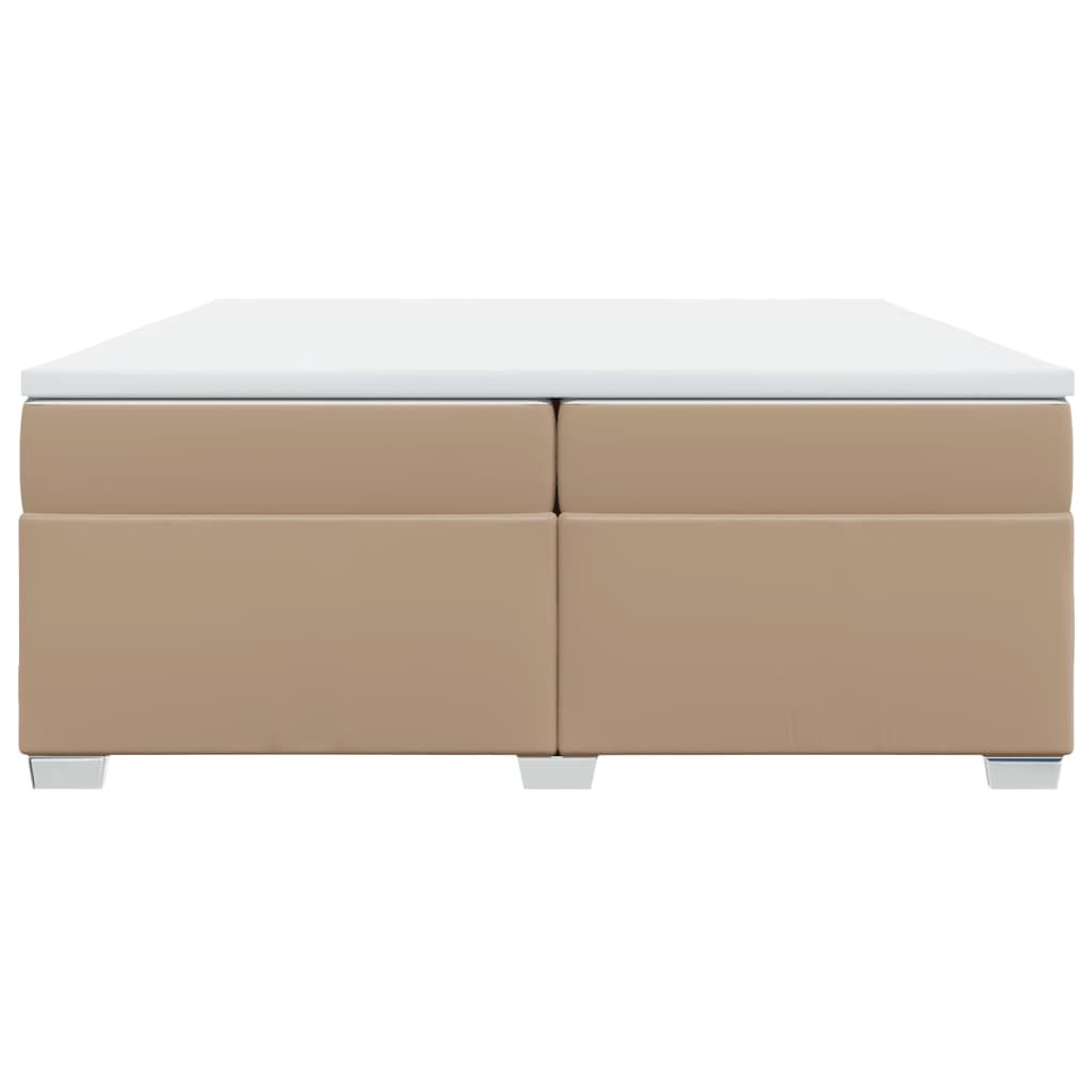 vidaXL Κρεβάτι Boxspring με Στρώμα Καπουτσίνο 200x200εκ.από Συνθ.Δέρμα