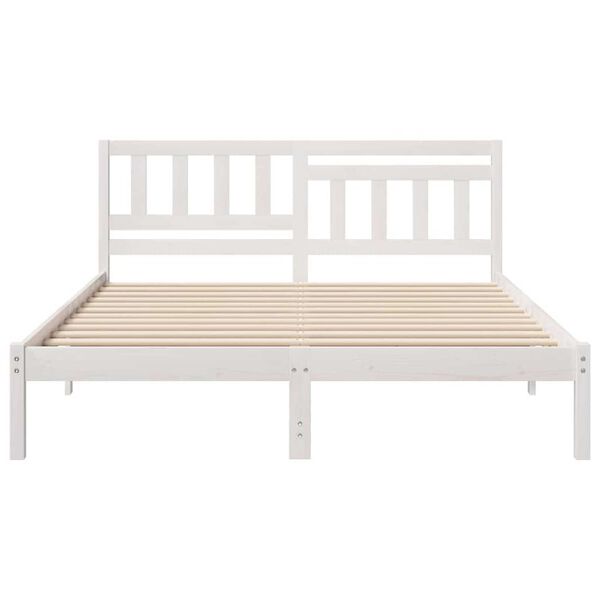 vidaXL Σκελετός Κρεβατιού Λευκό 140 x 200 cm Μασίφ ξύλο πεύκου