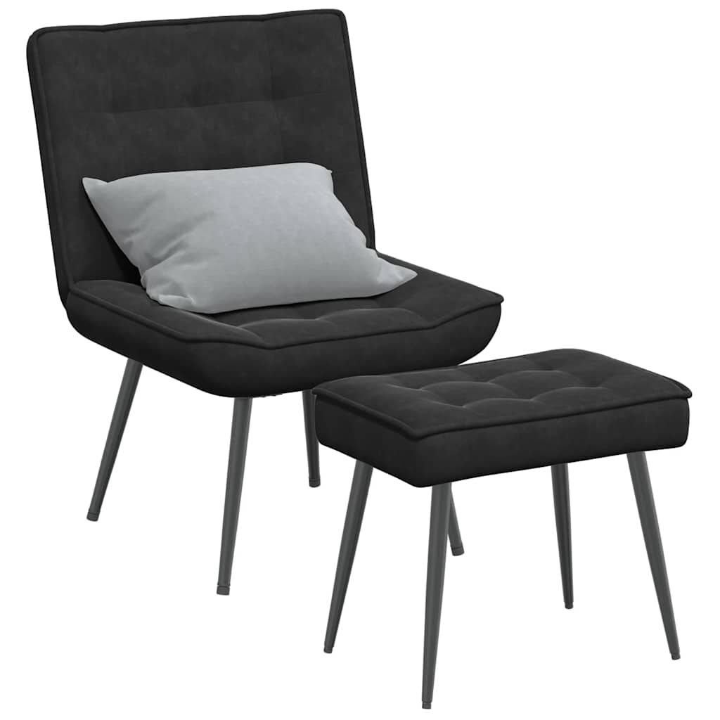 vidaXL Πολυθρόνα Relax Μαύρη Βελούδινη με Σκαμπό
