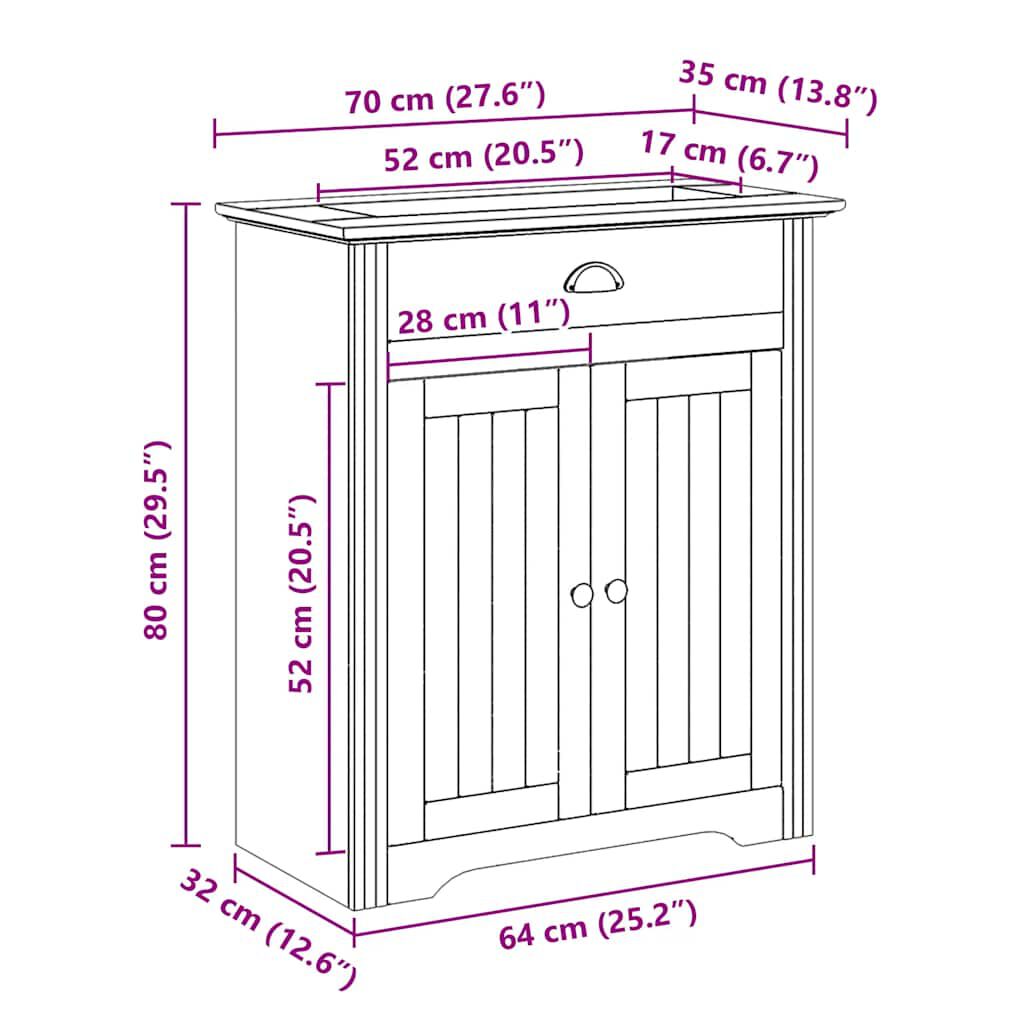 vidaXL Ντουλάπι νιπτήρα μπάνιου BODO Γκρι 70x35x80 cm
