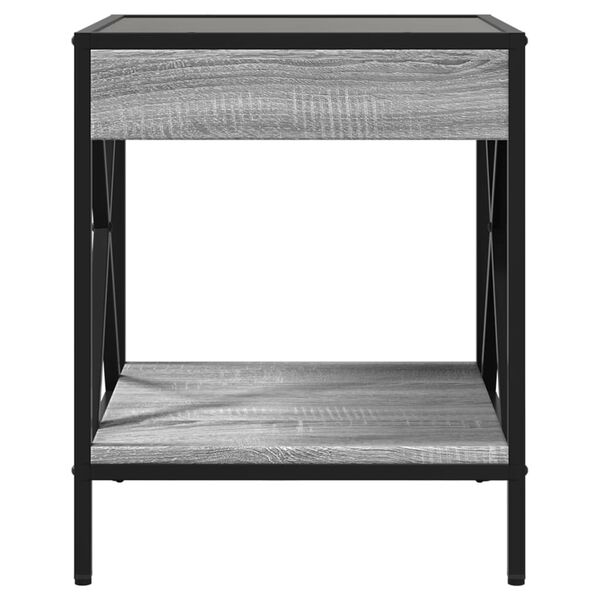 vidaXL Κομοδίνο Άπειρο Φως LED Γκρι Sonoma 40x40x49 εκ.