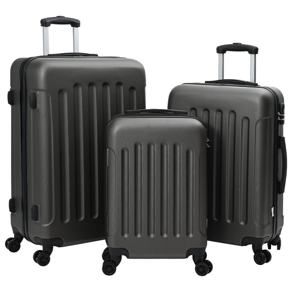 vidaXL Σετ βαλιτσών 3 τεμ Σκληρού ΚαShell Σκούρο Γκρι 20'' 24'' 28'' ABS