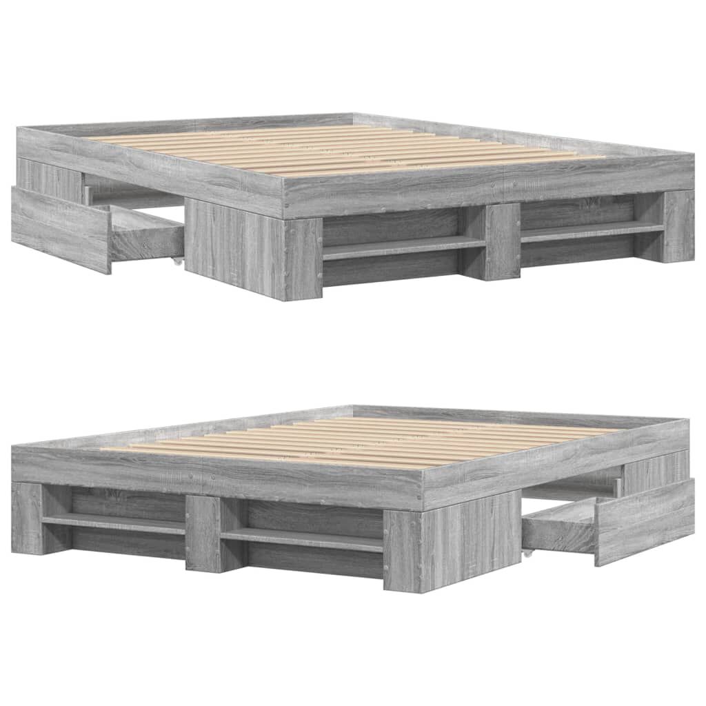 vidaXL Πλαίσιο Κρεβατιού Γκρι Sonoma 120 x 190 εκ. Επεξεργασμένο Ξύλο