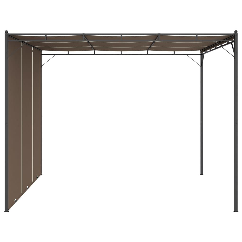 vidaXL Κιόσκι Κήπου Taupe 3 x 3 x 2,25 μ. με Πλαϊνή Κουρτίνα