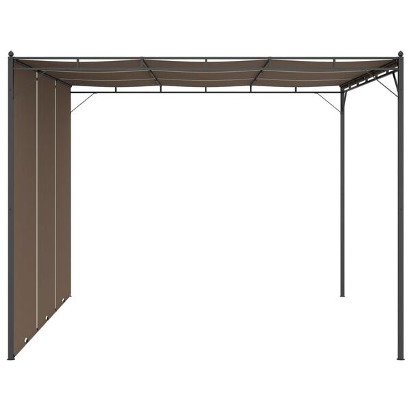 vidaXL Κιόσκι Κήπου Taupe 3 x 3 x 2,25 μ. με Πλαϊνή Κουρτίνα