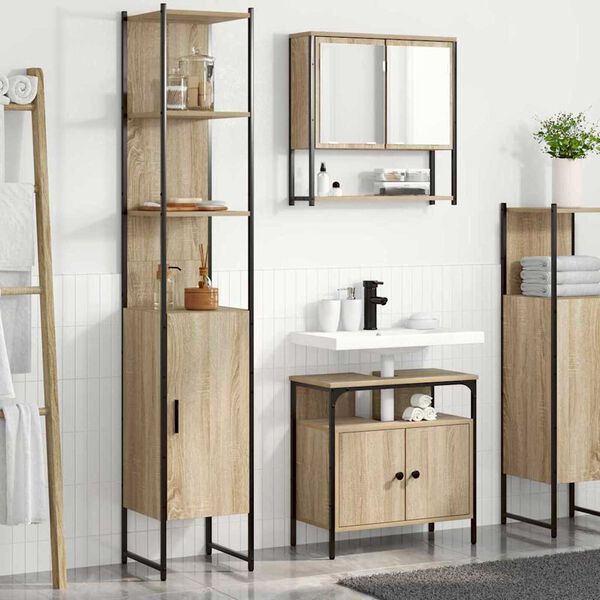 vidaXL Σετ Επίπλων Μπάνιου Άλλο 3 pcs Sonoma Δρυς 33 x 33 x 185.5 εκ