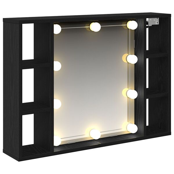 vidaXL Καθρέφτης Ντουλάπι LED - Μαύρη Δρυς - 76x15x55 εκ. - Κατασκευασμένο από Επεξεργασμένο Ξύλο