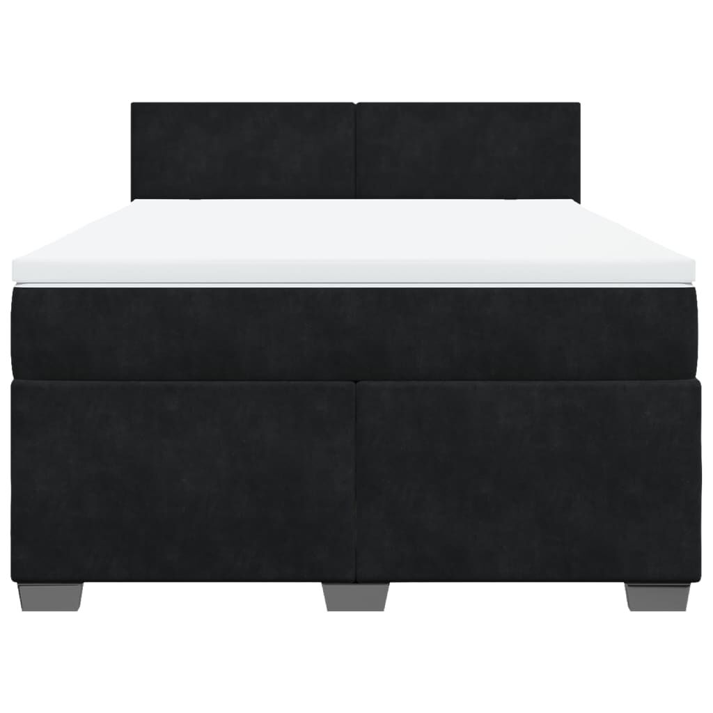 vidaXL Κρεβάτι Boxspring με Στρώμα Μαύρο 140x190 εκ. Βελούδινο