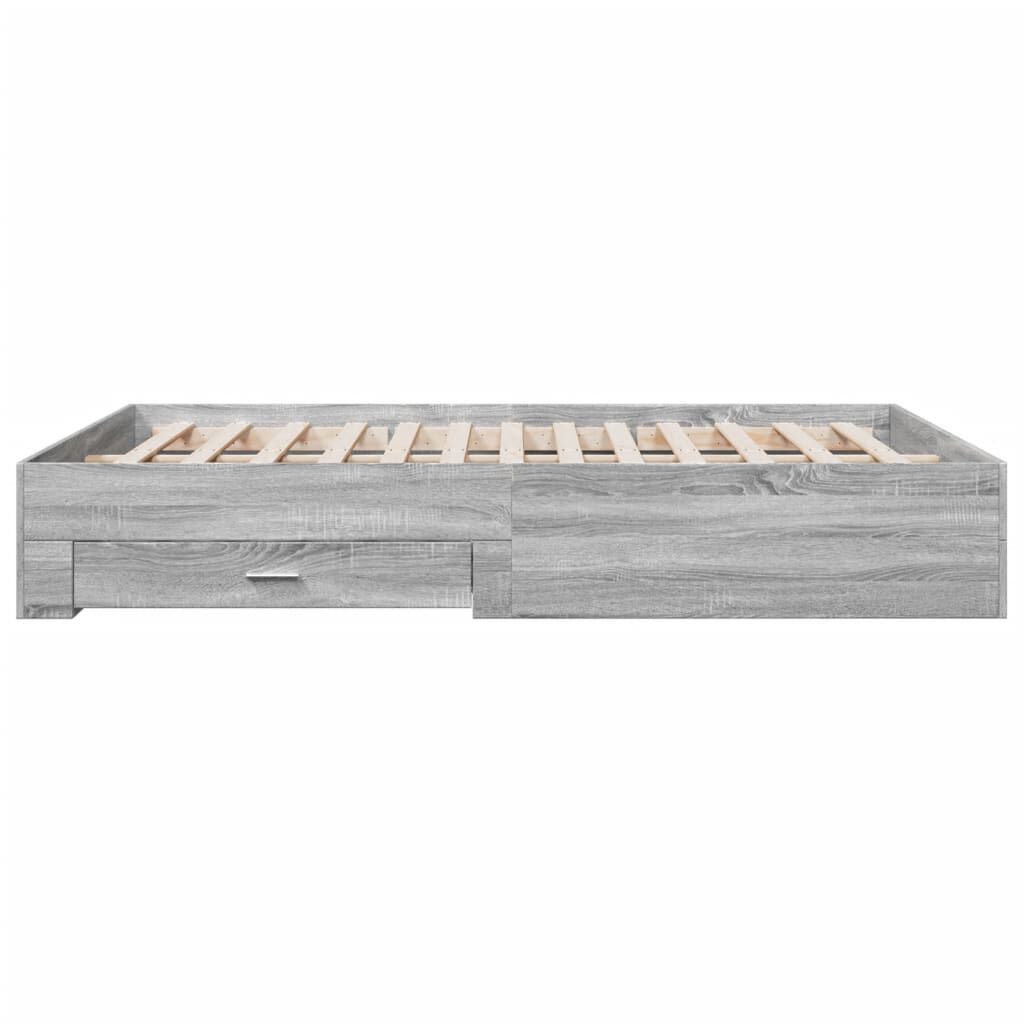 vidaXL Πλαίσιο Κρεβατιού με συρτάρια Γκρι sonoma 140x200εκ. Επεξ. Ξύλο