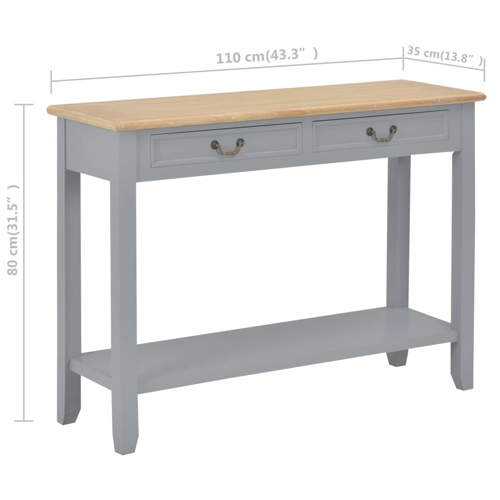 vidaXL Τραπέζι Κονσόλα Γκρι 110 x 35 x 80 εκ. Ξύλινο