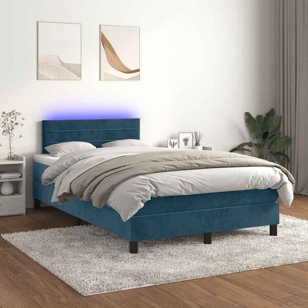 vidaXL &Kappa;&rho;&epsilon;&beta;ά&tau;&iota; Boxspring &mu;&epsilon; &Sigma;&tau;&rho;ώ&mu;&alpha; & LED &Sigma;&kappa;. &Mu;&pi;&lambda;&epsilon; 120x190&epsilon;&kappa;. &Beta;&epsilon;&lambda;&omicron;ύ&delta;&iota;&nu;&omicron;