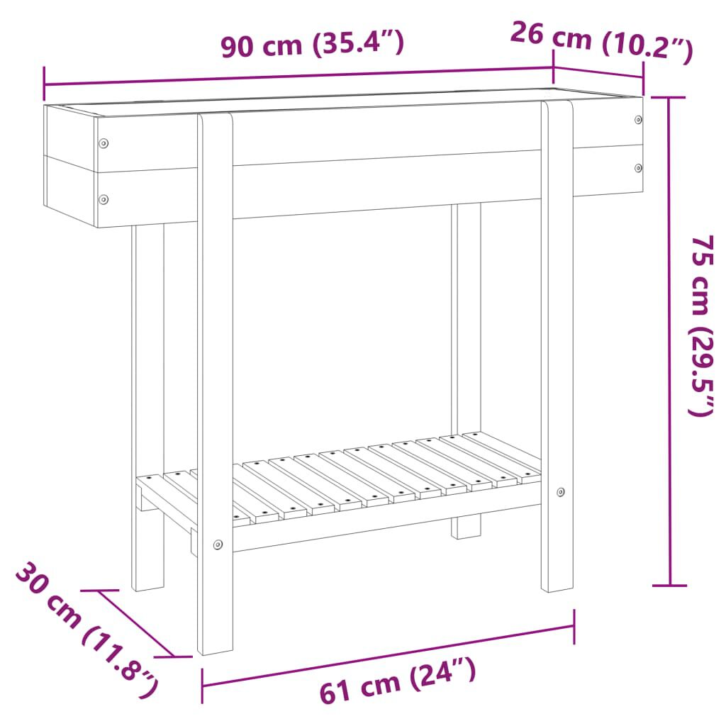 vidaXL Ζαρντινιέρα Υπερυψωμένη 90 x 30 x 75 εκ. Μασίφ Ξύλο Ακακίας