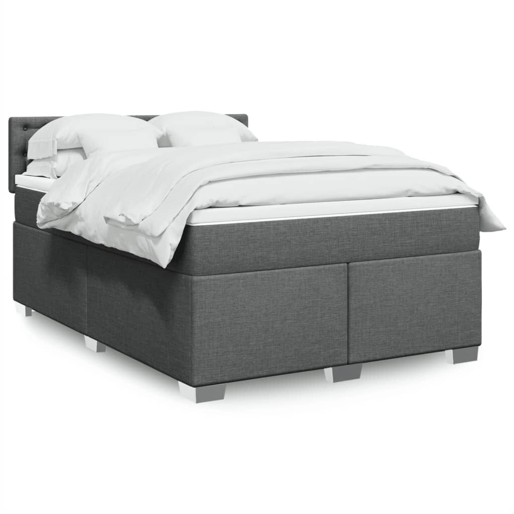 vidaXL Κρεβάτι Boxspring με Στρώμα Σκούρο Γκρι 140x190 εκ. Υφασμάτινο