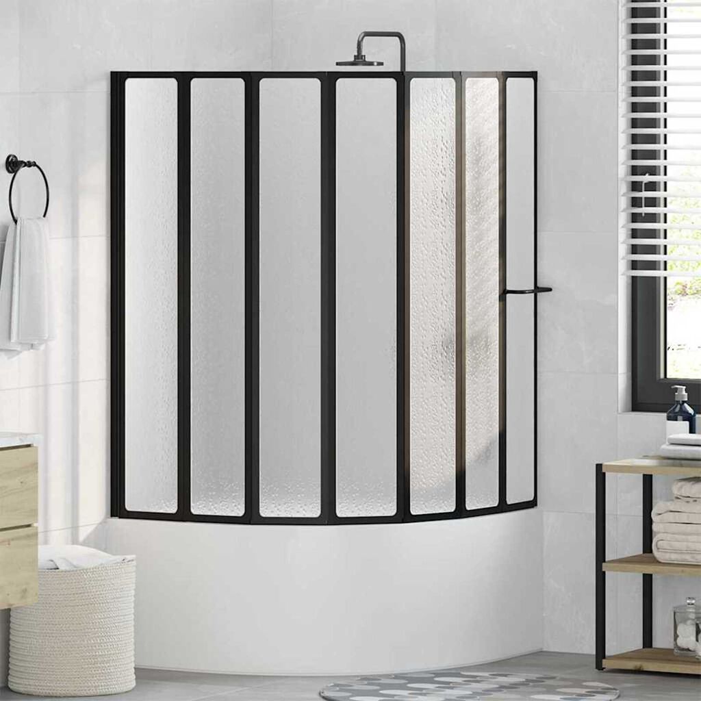 vidaXL Διαχωριστικό ντους Πτυσσόμενος Μαύρο 168 x 140 εκ Αλουμίνιο