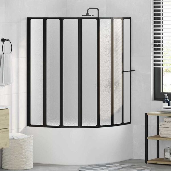 vidaXL Διαχωριστικό ντους Πτυσσόμενος Μαύρο 168 x 140 εκ Αλουμίνιο