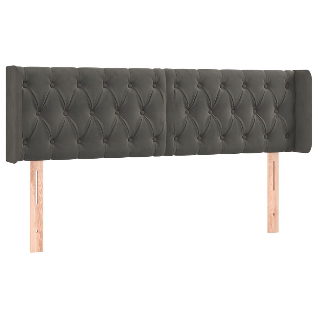vidaXL Κεφαλάρι με Πτερύγια Σκούρο Γκρι 163x16x78/88 εκ. Βελούδινο