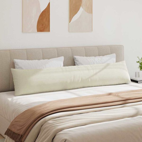 vidaXL Μαξιλάρι Καναπέ 2 pcs Κρεμ 200 x 40 εκ. Υφασμάτινο Κορντουρά