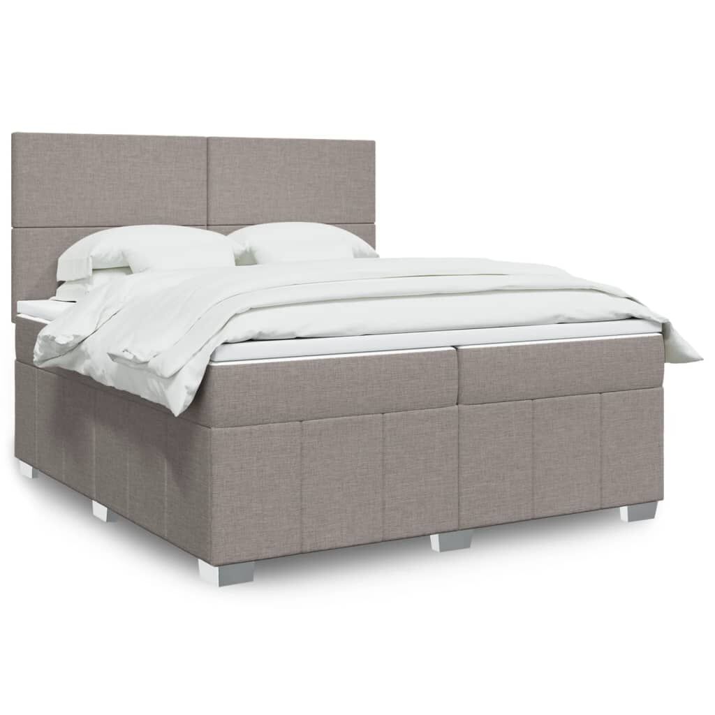 vidaXL Κρεβάτι Boxspring με Στρώμα Taupe 200x200 εκ. Υφασμάτινο