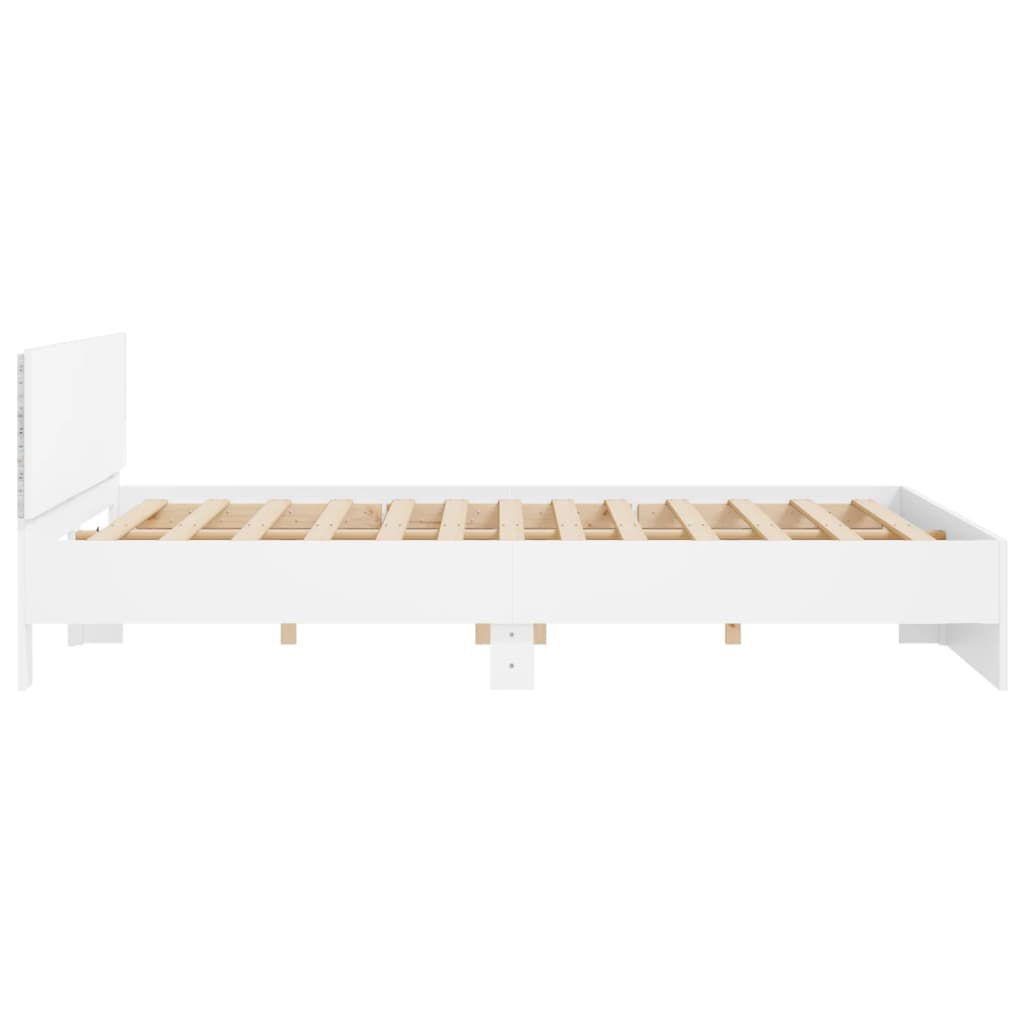 vidaXL Πλαίσιο Κρεβατιού με Κεφαλάρι/LED Λευκό 180x200 εκ