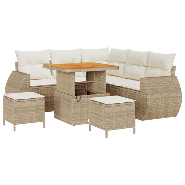 vidaXL Σετ Καναπέ Κήπου 8 pcs Μπεζ συνθετικό ρατάν