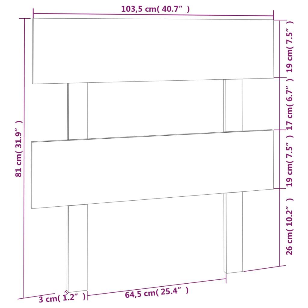 vidaXL Κεφαλάρι Κρεβατιού Γκρι 103,5x3x81 εκ. από Μασίφ Ξύλο Πεύκου