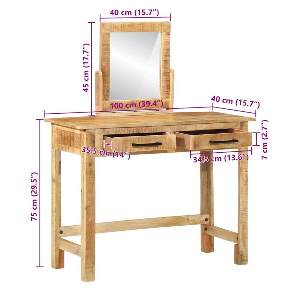 vidaXL Τραπέζι περιποίησης Καφέ 100 x 40 x 120 εκ. Μασίφ ξύλο μάνγκο