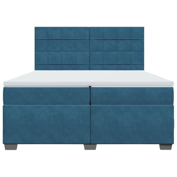 vidaXL Κρεβάτι Boxspring με Στρώμα Μπλε 200x200 εκ. Βελούδινο