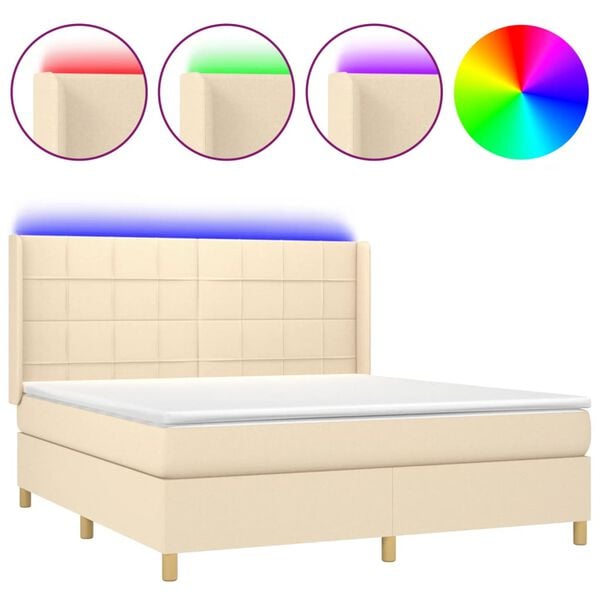 vidaXL &Kappa;&rho;&epsilon;&beta;ά&tau;&iota; Boxspring &mu;&epsilon; &Sigma;&tau;&rho;ώ&mu;&alpha; & LED &Kappa;&rho;&epsilon;&mu; 160x200 &epsilon;&kappa;. &Upsilon;&phi;&alpha;&sigma;&mu;ά&tau;&iota;&nu;&omicron;
