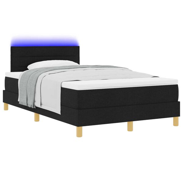 vidaXL Κρεβάτι με ελατήριο με στρώμα & LED Μαύρο 120x190 εκ. Ύφασμα