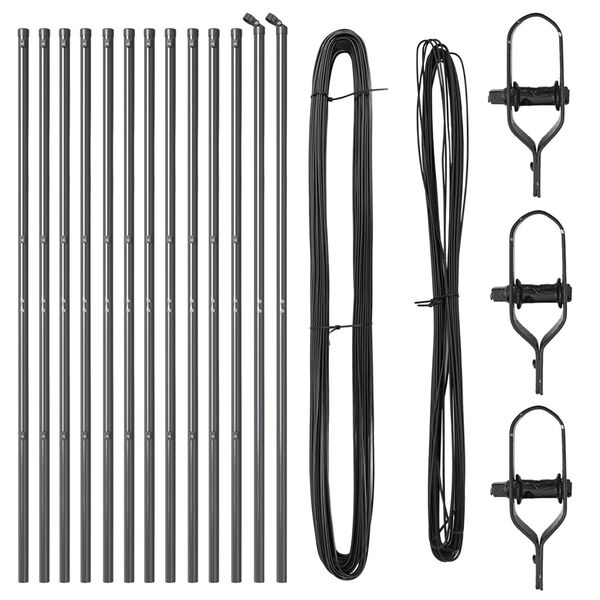 vidaXL Πό posts φράχτη 13 pcs Γκρι Ø32mm 190 εκ Γαλβανισμένος χάλυβας