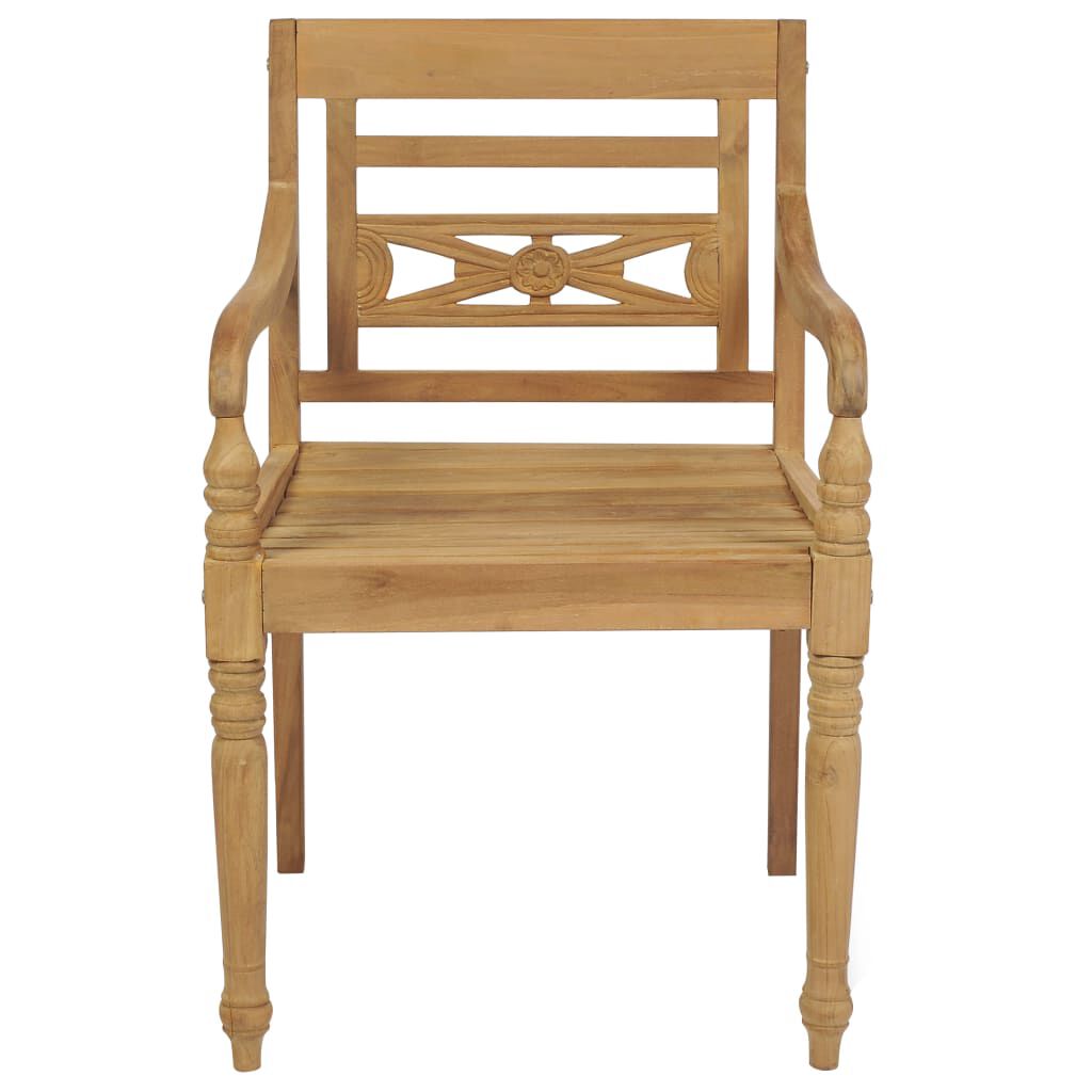 vidaXL Καρέκλες Batavia 2 τεμ. από Μασίφ Ξύλο Teak & Ανθρακί Μαξιλάρια