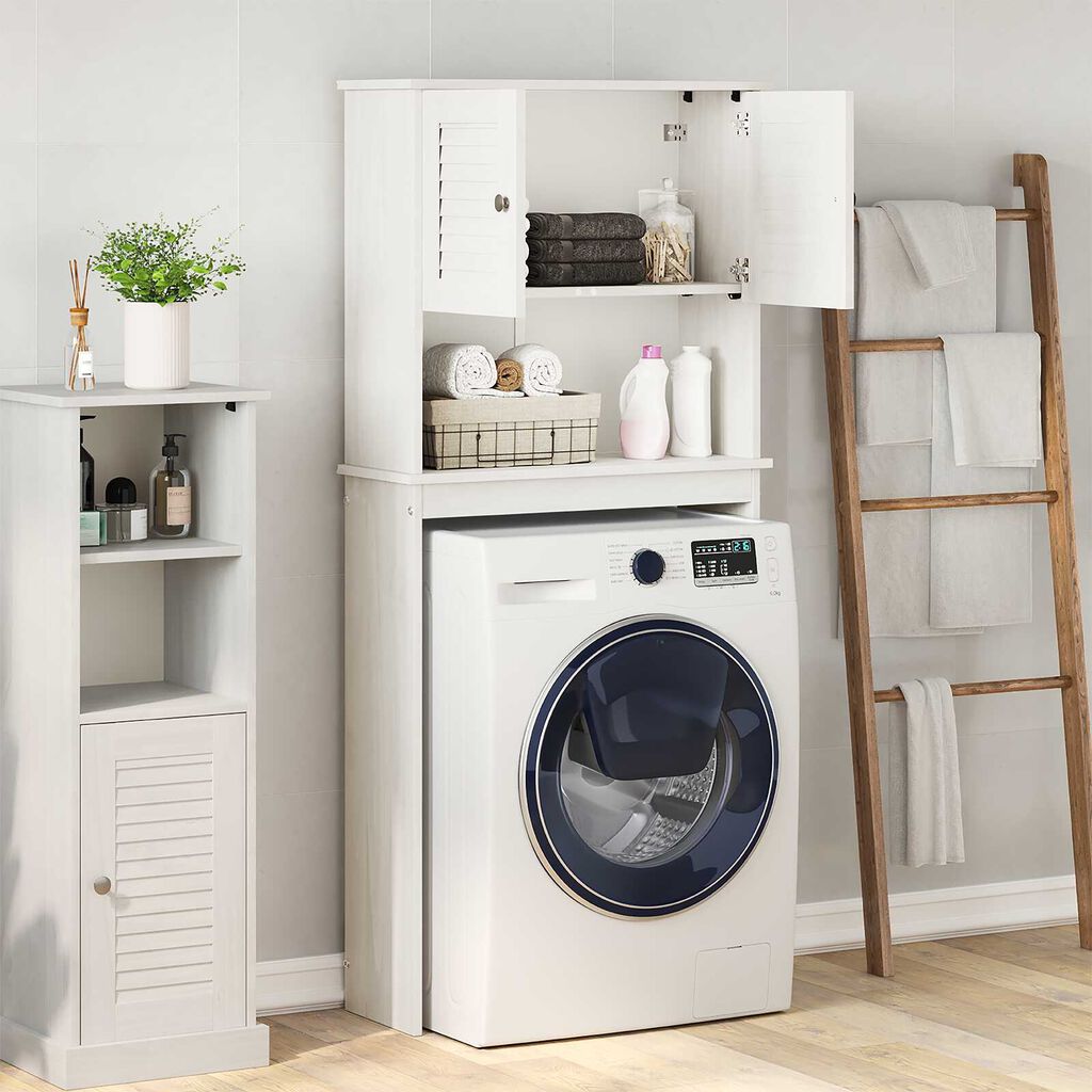vidaXL Ντουλάπα Πλυντηρίου Λευκό 72.5 x 27 x 161 εκ Μασίφ ξύλο πεύκου
