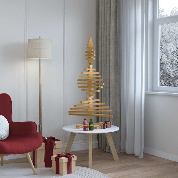 vidaXL Ξύλινο Χριστουγεννιάτικο Δέντρο Καφέ 120 cm Μασίφ ξύλο πεύκου