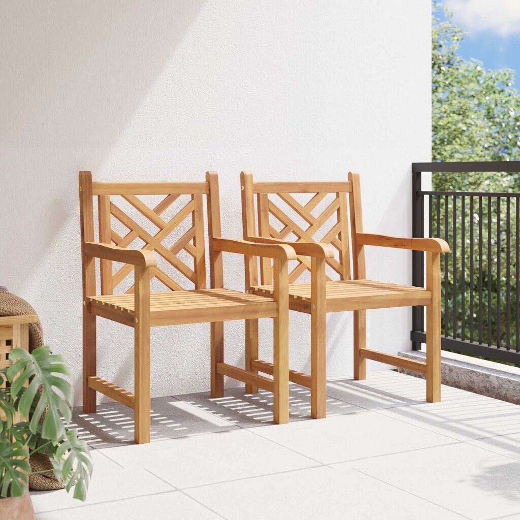 vidaXL Καρέκλα Κήπου 2 pcs Καστανό 58 x 60 x 90 εκ Μασίφ ξύλο teak