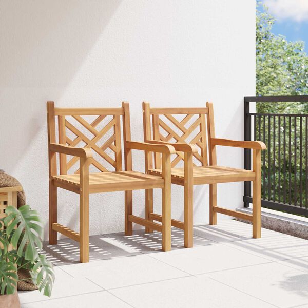 vidaXL Καρέκλα Κήπου 2 pcs Καστανό 58 x 60 x 90 εκ Μασίφ ξύλο teak