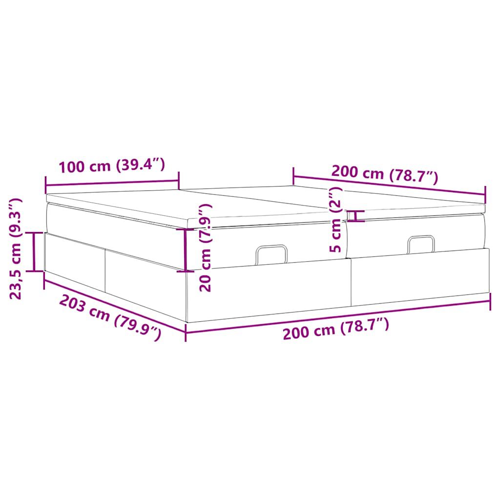 vidaXL Οθωμανικό κρεβάτι με στρώματα Μαύρο 200x200cm Faux Leather