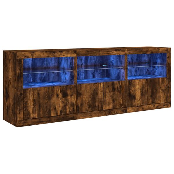 vidaXL Ντουλάπι με LED Καπνιστή Δρυς 181,5x37x67 εκ.