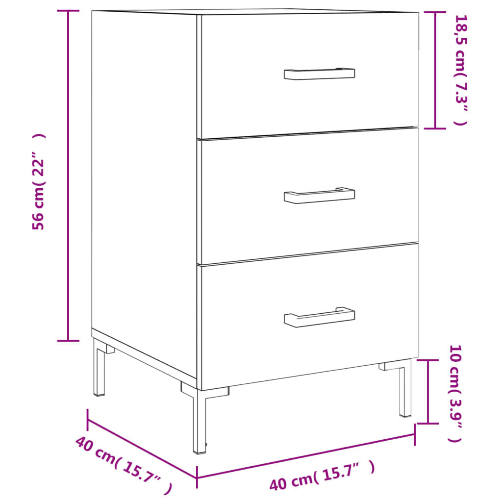 vidaXL Κομοδίνο Καπνιστή Δρυς 40 x 40 x 66 εκ. από Επεξεργασμένο Ξύλο