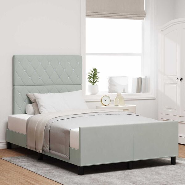 vidaXL Σκελετός Κρεβατιού Ανοιχτό γκρι 120 x 190 cm Βελούδο
